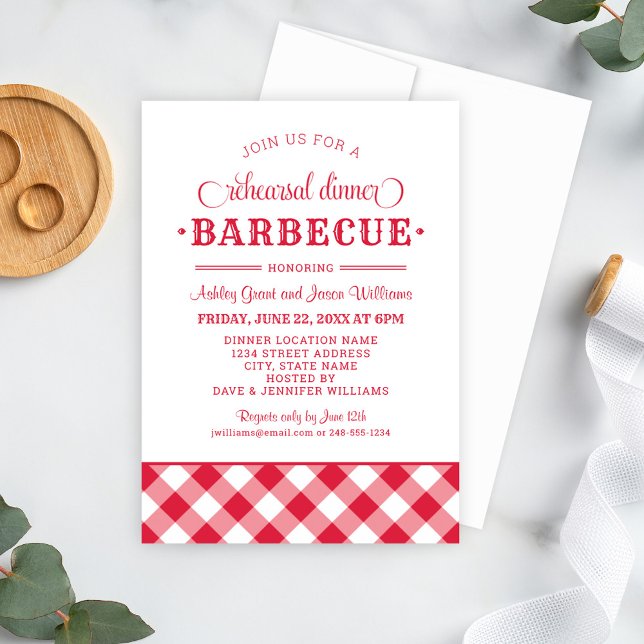 Red BBQ Wedding Rehearsal Dinner Barbecue Invitation (Creator Uploaded)