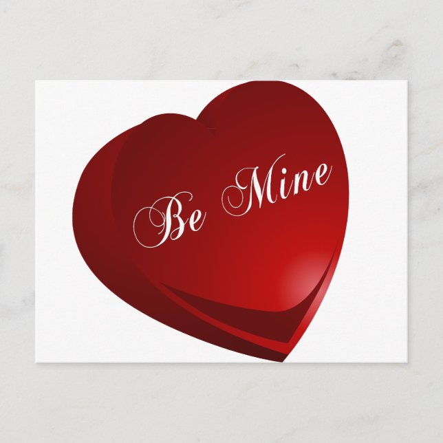 Red Be Mine Heart Postcard (Front)