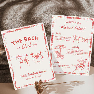 Red Beach Bachelorette Weekend Itinerary Invitation