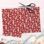 Red Beach Christmas Seahorses Pattern Tissue Paper<br><div class="desc">This tropical beach Christmas tissue paper features a silver glitter pattern of seahorses,  seashells,  and holly sprigs on a holiday red background. If you would like this design on more products or other colorways,  or for other design-related enquiries,  please contact me through Zazzle Chat.</div>