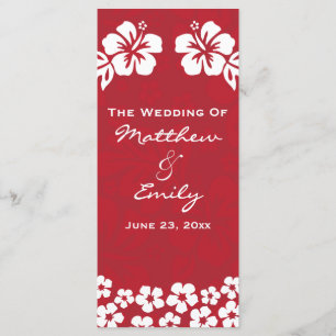 Red Beach Flowers Wedding Program
