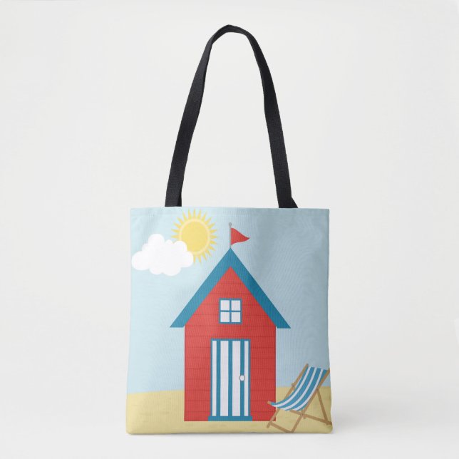 Red Beach Hut Tote Bag (Front)