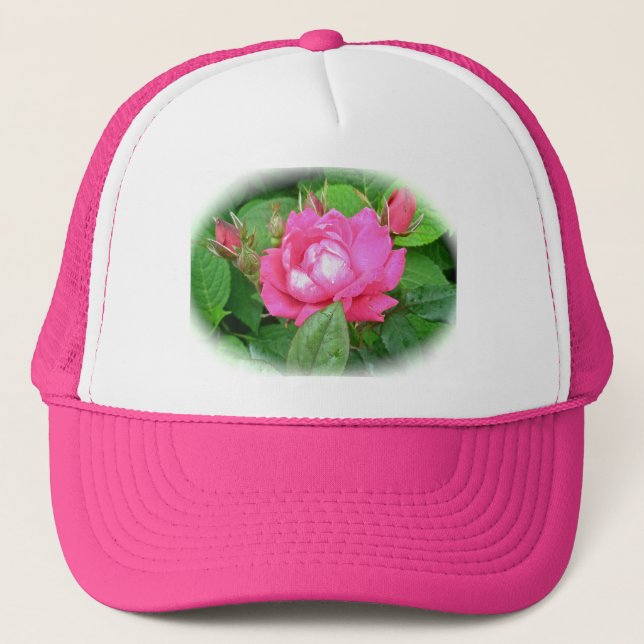 Red Beach Rose & Buds Hat (Front)