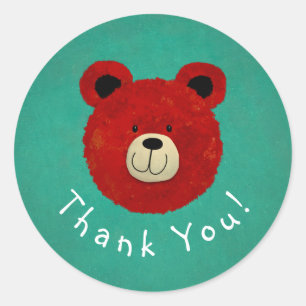 Red Bear Classic Round Sticker