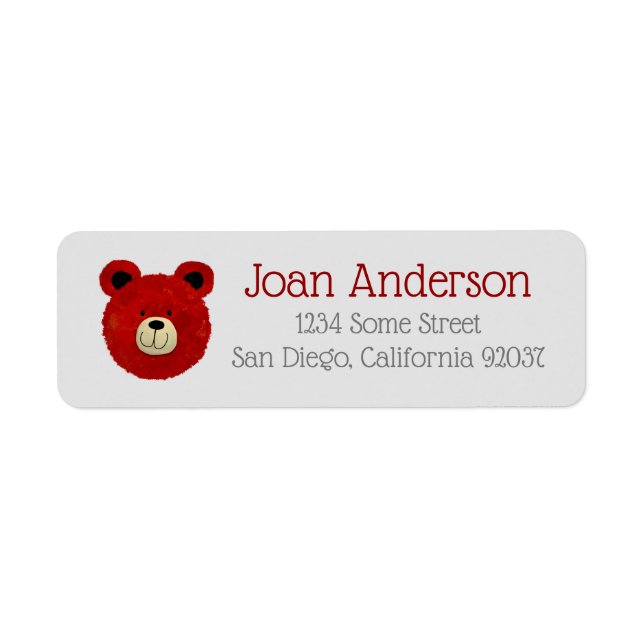 Red Bear Return Address Label (Front)