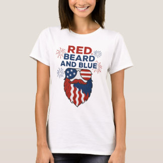 Red Beard and Blue Funny Patriotic T-Shirt