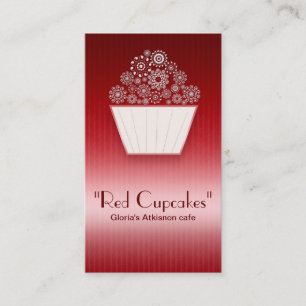 red beautiful cupcake business card
