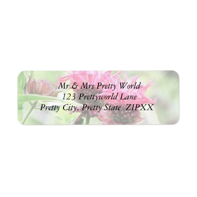 Red Bee Balm Blooms Return Address Label (Front)