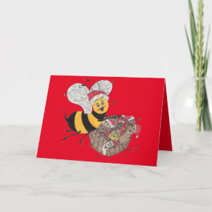 Red 'Bee Merry' Christmas Card