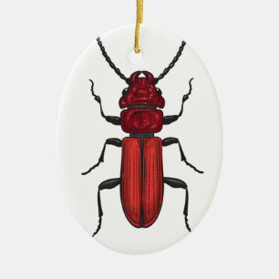 Red beetle ceramic ornament
