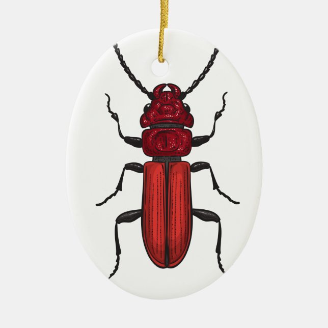Red beetle ceramic ornament (Front)