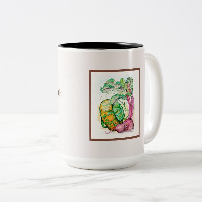 Red Beets and Squash Two-Tone Coffee Mug (Front Right)