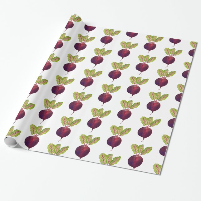 Red Beets Watercolor Wrapping Paper (Unrolled)