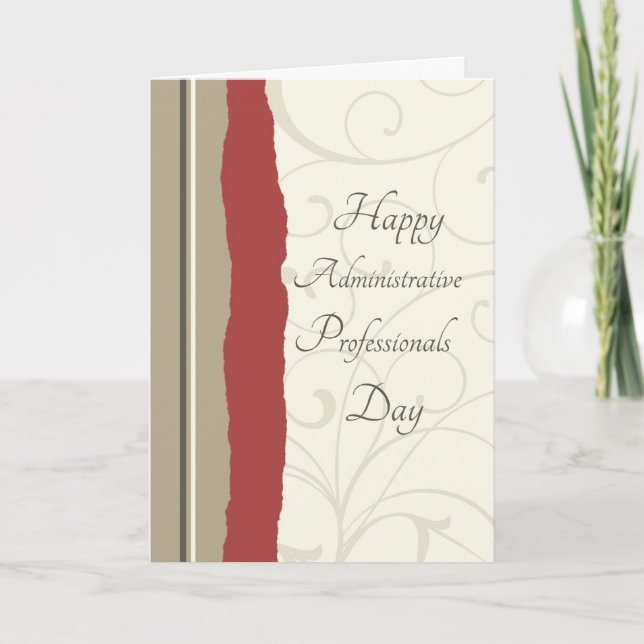 Red Beige Administrative Professionals Day Card (Front)