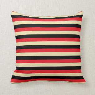 Red, Beige and Black Stripes Cushion