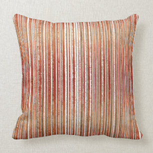Red, Beige, and White Striped Pattern Cushion