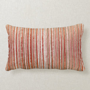 Red, Beige, and White Striped Pattern Lumbar Cushion
