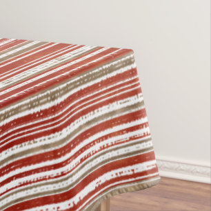 Red, Beige, and White Striped Pattern Tablecloth