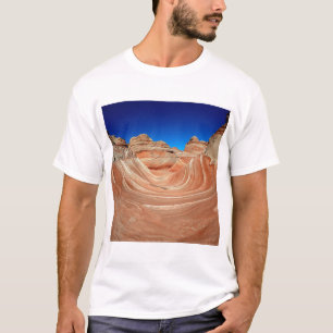 Red, Beige and yellow striping in wind  and T-Shirt