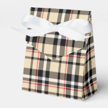 Red Beige Black White Squares Tartan Plaid Pattern