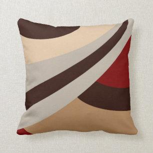 Red, Beige, Brown Modern Design Cushion
