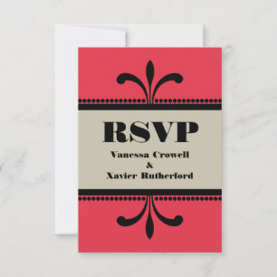 Red/Beige Fancy Art Deco RSVP Card