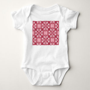 Red, beige floral, seamless wallpaper pattern. baby bodysuit
