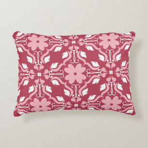 Red, beige floral, seamless wallpaper pattern. decorative cushion