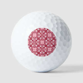 Red, beige floral, seamless wallpaper pattern. golf balls