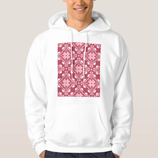 Red, beige floral, seamless wallpaper pattern. hoodie (Front)