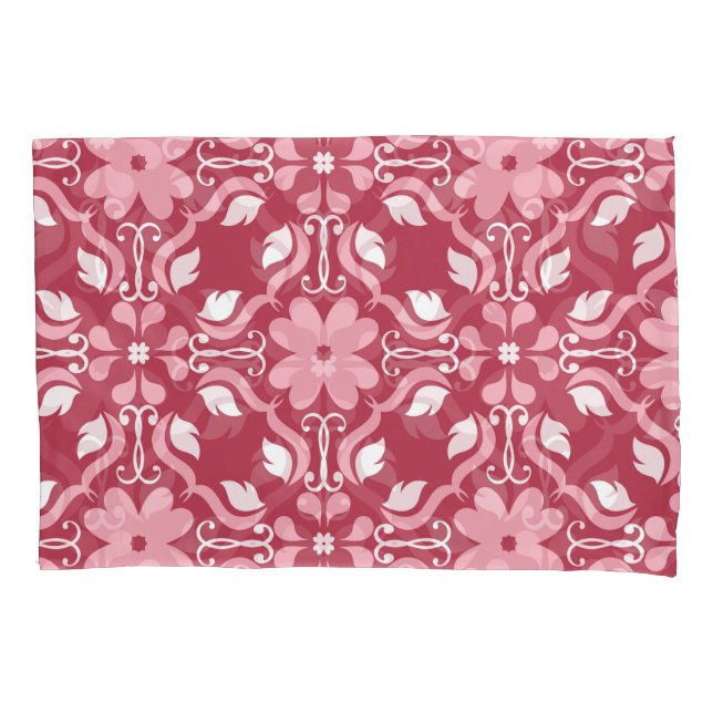 Red, beige floral, seamless wallpaper pattern. pillowcase (Front)