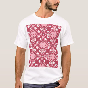 Red, beige floral, seamless wallpaper pattern. T-Shirt