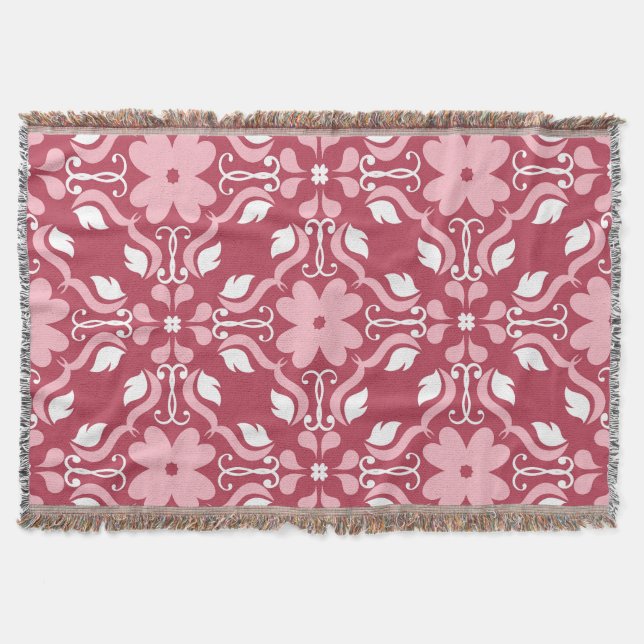 Red, beige floral, seamless wallpaper pattern. throw blanket (Front)