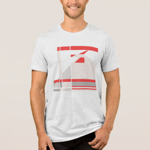 Red Beige Grey Geometric Abstract Art MCM Look Tri-Blend Shirt
