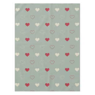 Red & Beige Heart Pattern Wallpaper Tablecloth
