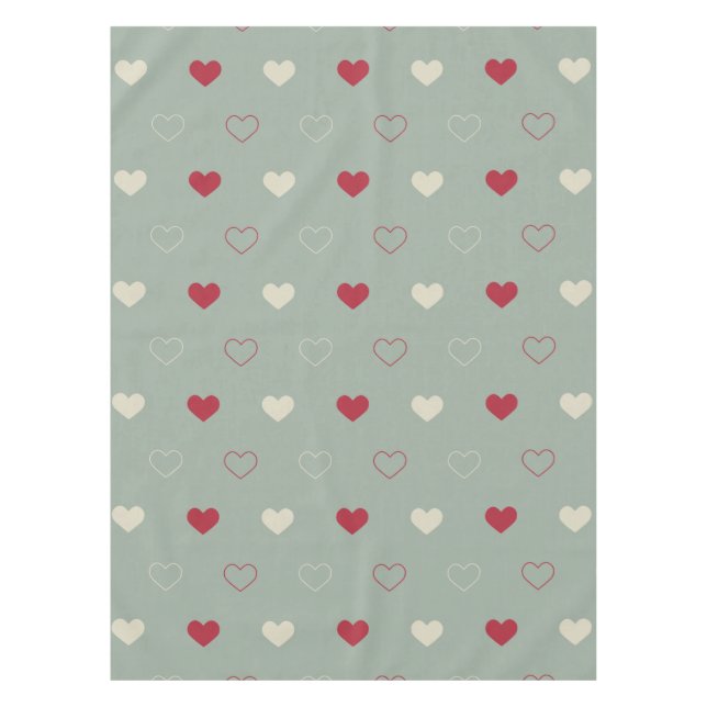 Red & Beige Heart Pattern Wallpaper Tablecloth (Front)