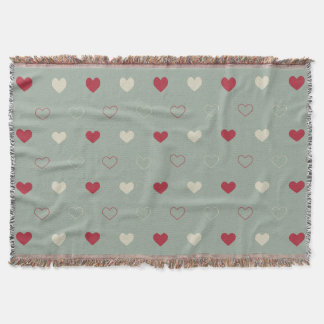 Red & Beige Heart Pattern Wallpaper Throw Blanket