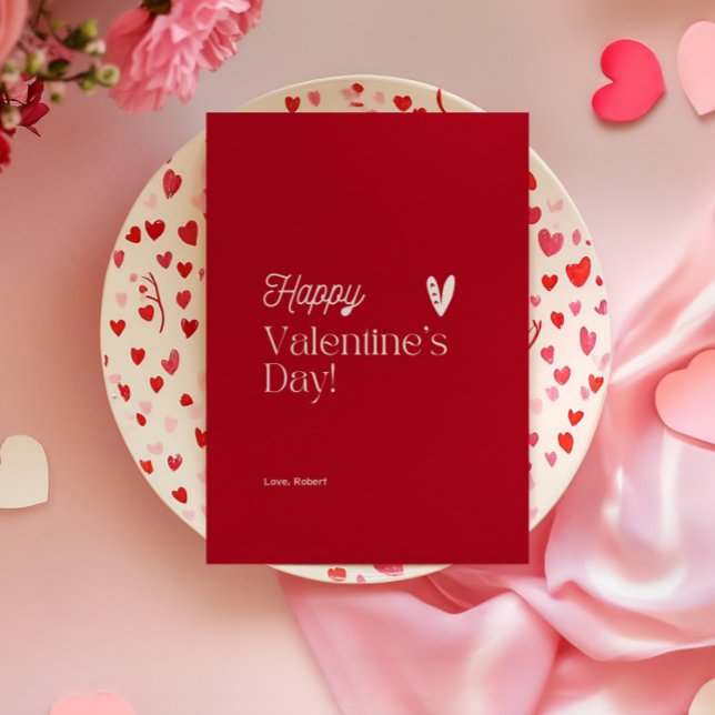 Red  & Beige Heart Typographic Valentine's Day  Invitation (Creator Uploaded)