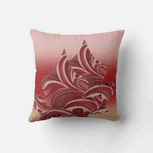 Red Beige Leaf Cushion