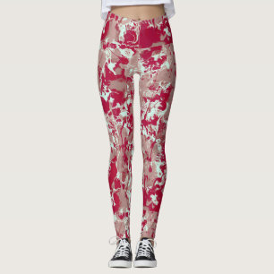 Red + Beige Marble Leggings