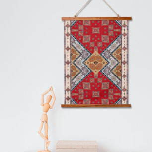 Red Beige Turkish Kilim Rug Oriental Wall Tapestry