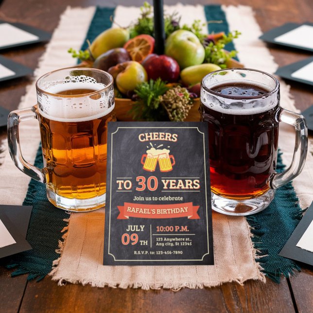 Red Beige Vintage Birthday Invitation (Creator Uploaded)