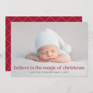 Red Believe in the Magic of Christmas Photo Holiday Card