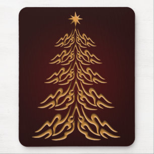 Red Bell Christmas Tree Mouse Pad