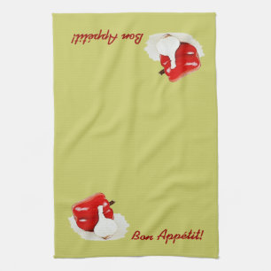 red bell pepper and garlic kitchen towel