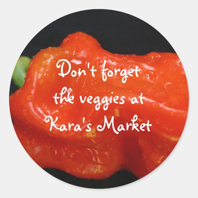 Red Bell Pepper Classic Round Sticker (Front)