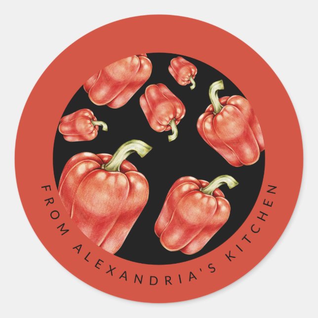 Red Bell Peppers | From the Kitchen Of Classic Round Sticker (Front)
