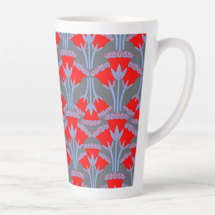 Red Bellflower Latte Mug   One Owl Artist