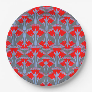 Red Bellflower Paper Plate