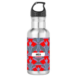 Red Bellflower Personalised Water Bottle